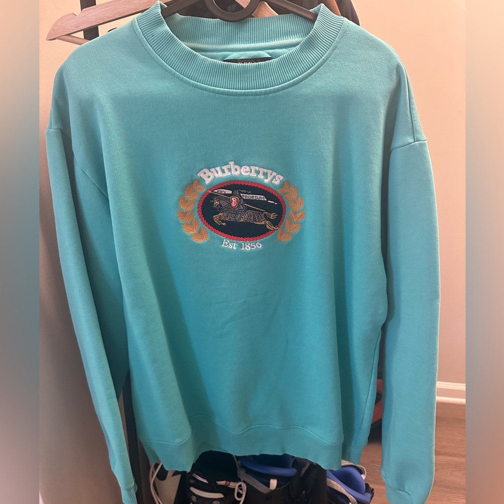 Burberry Men's Teal Crewneck Sweatshirt